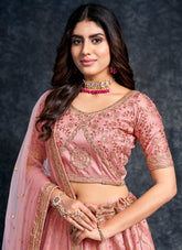 Gorgeous Looking Designer Lehenga Choli in Peach Colour